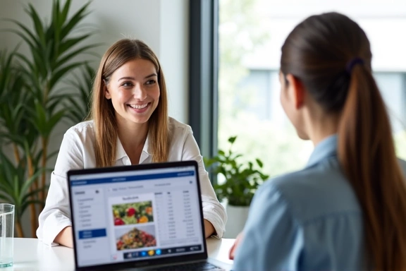 Nutritionniste consultant une patiente en ligne